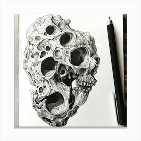 Skull Drawing Canvas Print