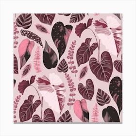 Tropical Leaves Pink Canvas Print