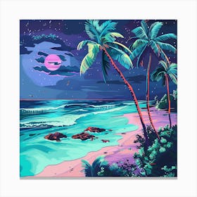 Beach At Night Canvas Print