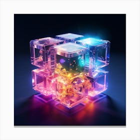 Cubes Of Light Neon Canvas Print