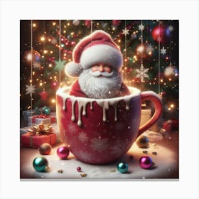 Santa S Cozy Cup Canvas Print