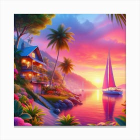 Sunset At The Beach 2 Canvas Print