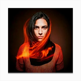 Firefly Portrait, Woman, Strong, Big Eyes, Staring, Firmly, Lens, Scarlet, Flame, Intense, Captivati (3) Canvas Print