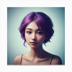 Asian Girl With Purple Hair Canvas Print