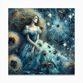 Girl In A Blue Dress Canvas Print