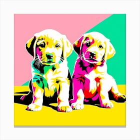 'Labrador Retriever Pups', This Contemporary art brings POP Art and Flat Vector Art Together, Colorful Art, Animal Art, Home Decor, Kids Room Decor, Puppy Bank - 64th Canvas Print