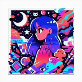 Girl In Space Canvas Print