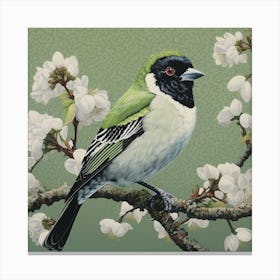 Ohara Koson Inspired Bird Painting Finch 3 Square Canvas Print