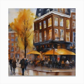 Amsterdam cafe coffee .oil artwork .1 Canvas Print