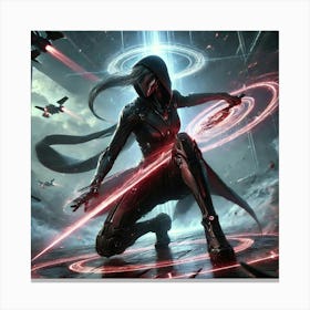 A Dramatic Sci Fi Scene Featuring Zoya Nightshade Blade Of Shadows Canvas Print