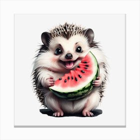 Hedgehog Eating Watermelon Canvas Print