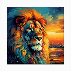 Lion At Sunset 1 Canvas Print