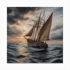 Sailing Ship At Dusk Canvas Print