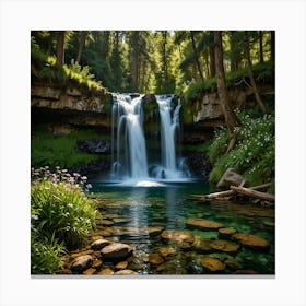 Waterfall In The Forest 98 Canvas Print