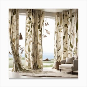 Living Room With Curtains Canvas Print
