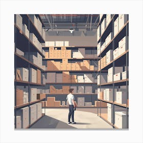 Man In A Warehouse 4 Canvas Print