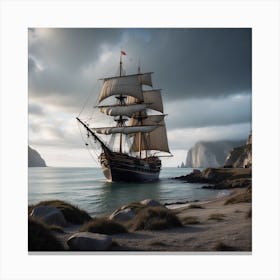 Old Ship At Sea Canvas Print