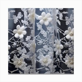 White Flowers On Lace 2 Canvas Print