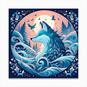 Wolf In The Sea Canvas Print