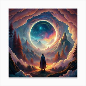 Fantasy Landscape With A Portal In The Sky Canvas Print