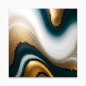 Gold And Blue Abstract Painting Canvas Print