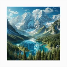 Lake In The Mountains 54 Canvas Print