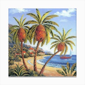 Palm Trees On The Beach 6 Canvas Print