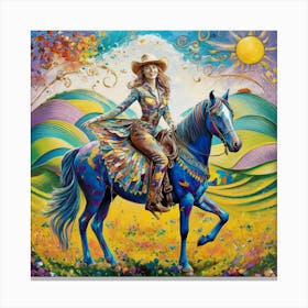 Cowgirl On Horseback Matisse-inspired Canvas Print