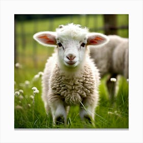 Young Cute Grass Farming Animal Farm Field Fur Wool Farm Animal Baby Countryside Little (3) Canvas Print