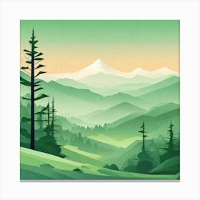 Misty mountains background in green tone 15 Canvas Print