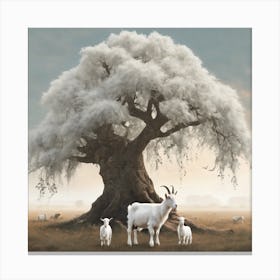 Goats Under The Tree Canvas Print