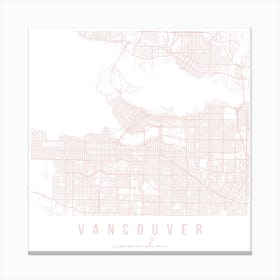 Vancouver Canada Light Pink Minimal Street Map Square Canvas Print