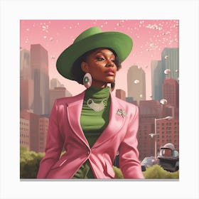 Woman In Pink Canvas Print