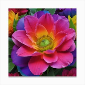 Rainbow Peony Canvas Print