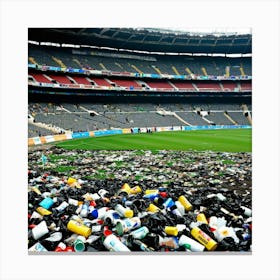 Stadium Rubbish Litter Trash Debris Pollution Garbage Waste Environment Cleanup Waste Man Canvas Print