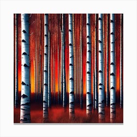 Birch Trees At Sunset 5 Canvas Print