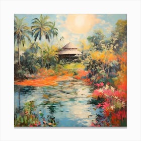 Tropical Tapestry: Sunlit Watercolour Fresco Canvas Print