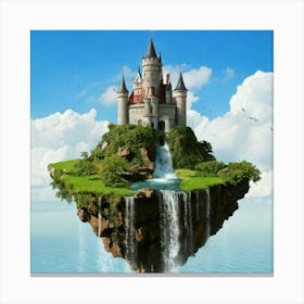 Firefly Whimsical Castle On Floating Islands With Waterfalls 19519 (2) Canvas Print