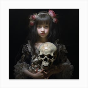 Girl With A Skull 3 Canvas Print