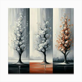 Three different paintings each containing cherry trees in winter, spring and fall 4 Canvas Print