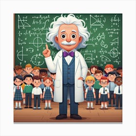 Cartoon Albert Einstein Canvas Print