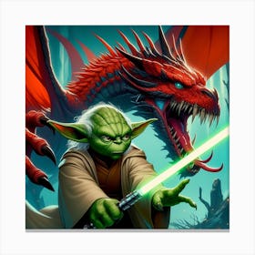 Yoda How To Train Your Dragon Star Wars Art Print Canvas Print