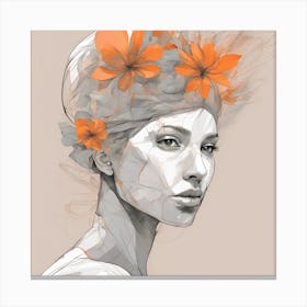 Girl With Flowers In Her Hair Canvas Print