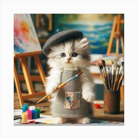 Artist Kitten 2 Canvas Print