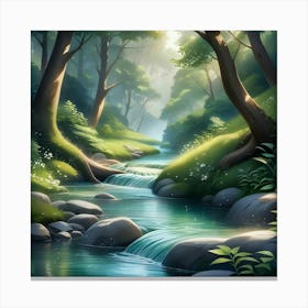 River In The Forest Canvas Print