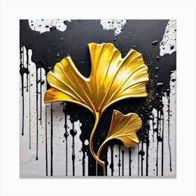 Gold Ginkgo Leaf Canvas Print