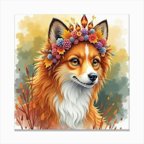 Topaz Tiara, Watercolor, Vibrant Autumn Forest 1 Canvas Print