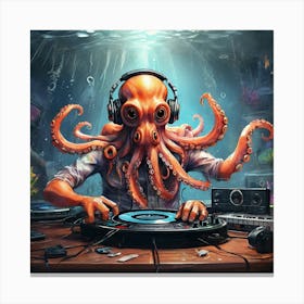 Dj Octopus 3 Canvas Print