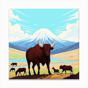 Bulls In The Field Canvas Print