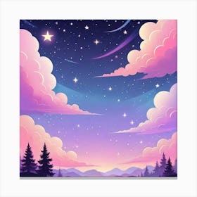 Sky With Twinkling Stars In Pastel Colors Square Composition 140 Canvas Print